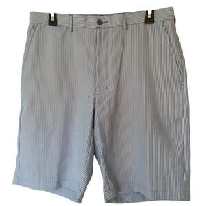 Ben Hogan Woman's Performance Size 32 Shorts, White and Light Blue Pin Stripes